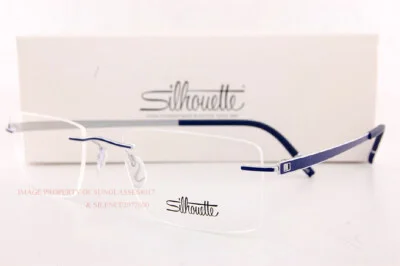 New Silhouette Eyeglass Frames MOMENTUM 5529/FG 4510 Silver/Pacific Blue Sz 52