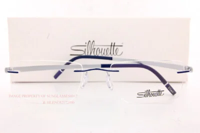 New Silhouette Eyeglass Frames MOMENTUM 5529/FG 4510 Silver/Pacific Blue Sz 52 2