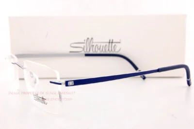 New Silhouette Eyeglass Frames MOMENTUM 5529/FG 4510 Silver/Pacific Blue Sz 52 3