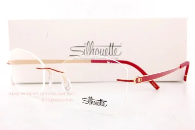 New Silhouette Eyeglass Frames MOMENTUM 5529/HD 3020 Gold/Siena Red Rimless 53