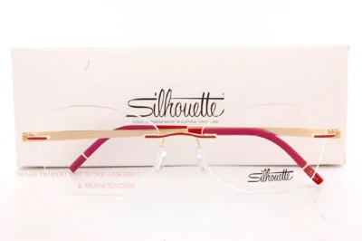 New Silhouette Eyeglass Frames MOMENTUM 5529/HD 3020 Gold/Siena Red Rimless 53 2
