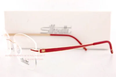 New Silhouette Eyeglass Frames MOMENTUM 5529/HD 3020 Gold/Siena Red Rimless 53 3