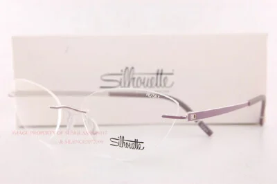 New Silhouette Eyeglass Frames MOMENTUM 5529/HE 4000 Rhodium/Heater Violet Sz 56