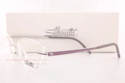 New Silhouette Eyeglass Frames MOMENTUM 5529/HE 4000 Rhodium/Heater Violet Sz 56 3
