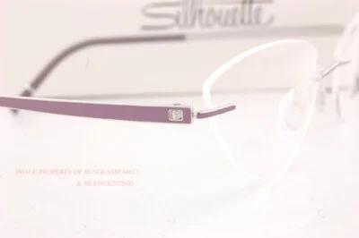 New Silhouette Eyeglass Frames MOMENTUM 5529/HE 4000 Rhodium/Heater Violet Sz 56 4