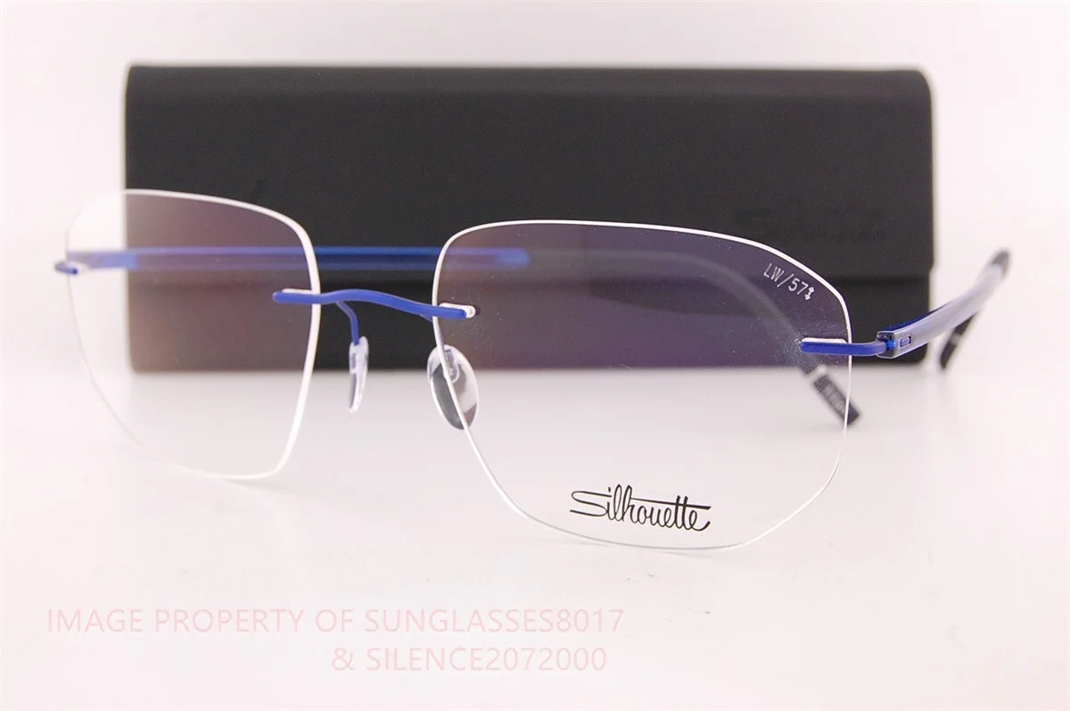 New Silhouette Eyeglass Frames The Wave 5567 LW 4540 Royal Blue Titanium 57mm
