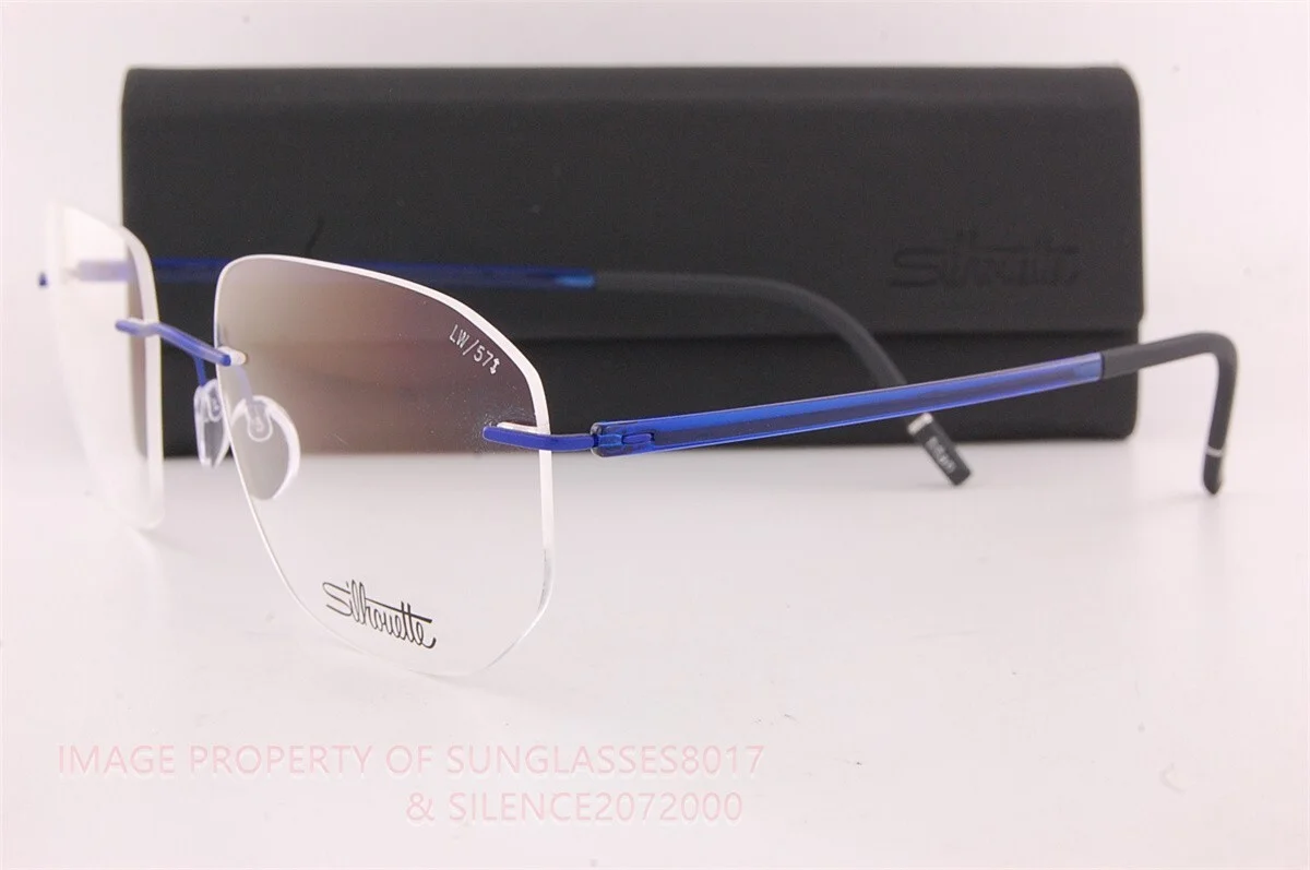 New Silhouette Eyeglass Frames The Wave 5567 LW 4540 Royal Blue Titanium 57mm 3