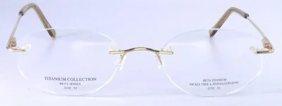 NEW Silver Dollar BT2150 2152 C1 Gold Titanium Rimless Eyeglasses 51-20-140 2