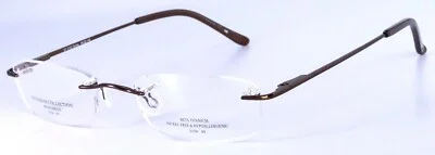 NEW Silver Dollar BT2150 2158 C9 Brown Titanium Rimless Eyeglasses 49-20-140