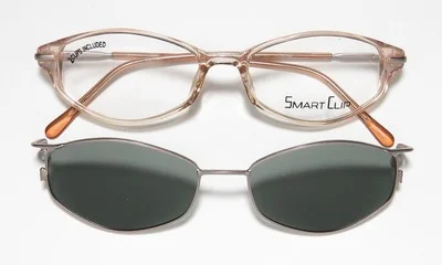 NEW SMARTCLIP 426 EYEGLASSES FULL-RIM WOMENS BROWN ROSE FRST SUNGLASS CLIP-ONS 3