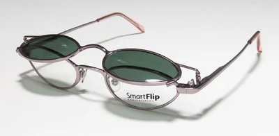 NEW SMARTFLIP 450 EYEGLASS FRAME 42-19-135 SUNGLASS CLIP-ONS FULL-RIM PINK METAL 2