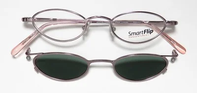 NEW SMARTFLIP 450 EYEGLASS FRAME 42-19-135 SUNGLASS CLIP-ONS FULL-RIM PINK METAL 4