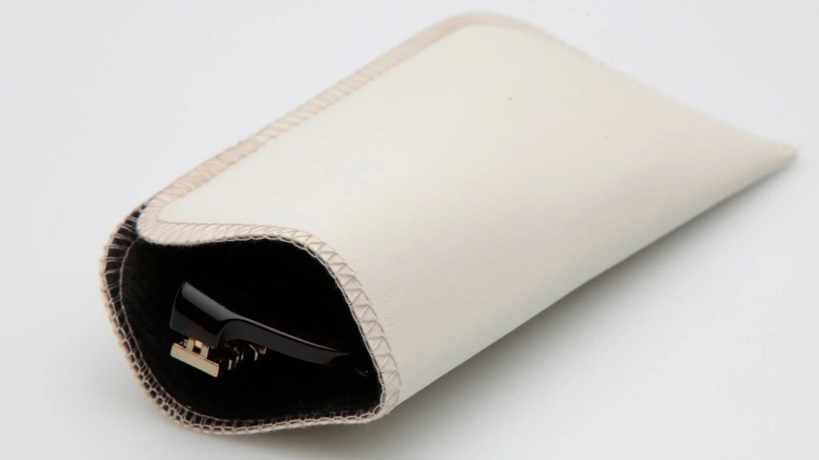 NEW Soft Eyeglasses Glasses Case Pouch Eggshell White 160x80mm w/ Cleaning Cloth 3