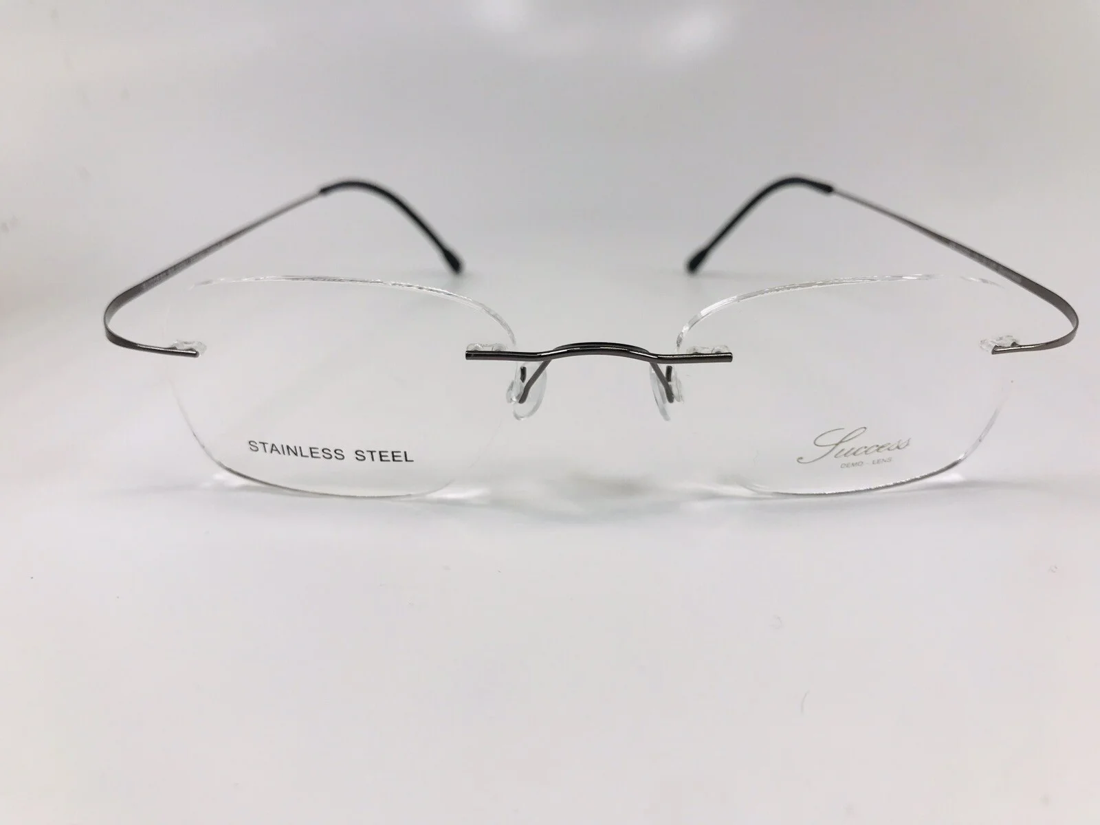 New Success SS 240 #1 Gunmetal Drill Mount & Hingeless Eyeglasses 50mm with Case 3