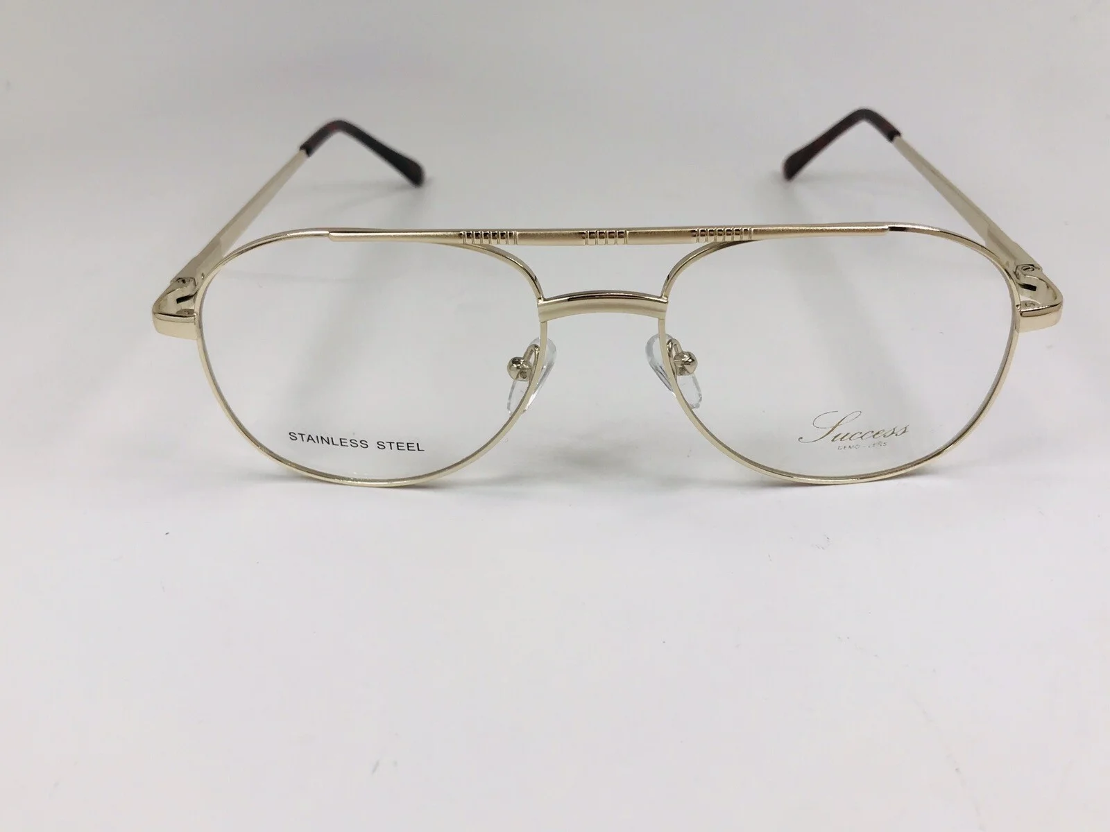 New SUCCESS SS-375 Yellow Gold Stainless Steel Aviators Eyeglasses 52mm w/Case 3