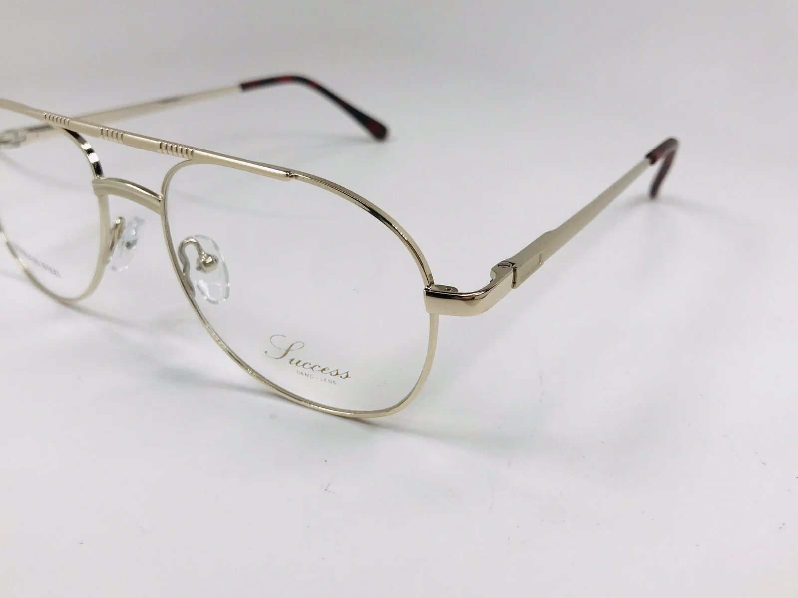 New SUCCESS SS-375 Yellow Gold Stainless Steel Aviators Eyeglasses 52mm w/Case 4