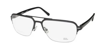 NEW TIMEX 2:07 PM EYEGLASS FRAME METAL MENS BLACK 57-16-140 DESIGNER HALF-RIM BK
