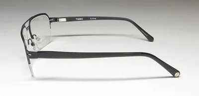 NEW TIMEX 2:07 PM EYEGLASS FRAME METAL MENS BLACK 57-16-140 DESIGNER HALF-RIM BK 4