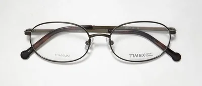 NEW TIMEX 2:13 PM EYEWEAR OVAL TITANIUM BR 53-17-145 FULL-RIM MENS BROWN 2
