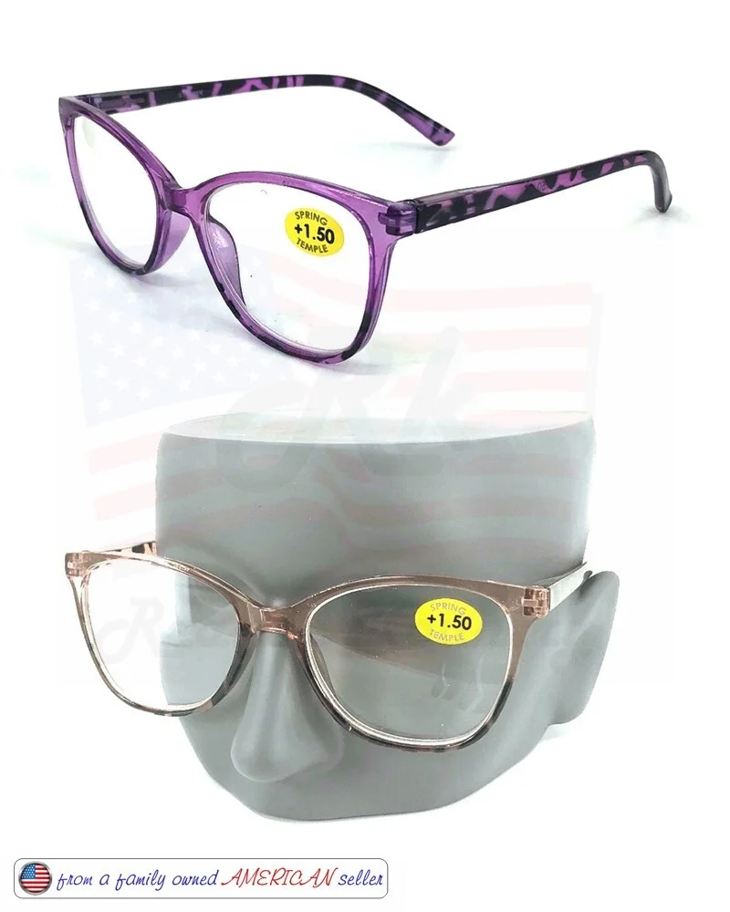NEW To STORE! READING GLASSES WOMENS HIGH QUALITY +150 to +300 FUN PURPLE, ROSE