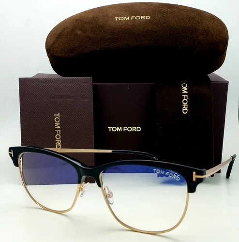 New TOM FORD Blue Blocking Cat-Eye Eyeglasses TF 5546-B 001 54-14 Black Frames