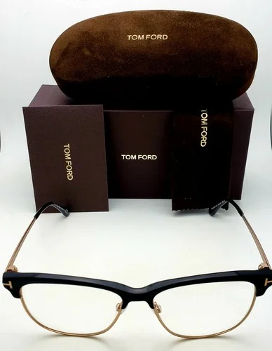 New TOM FORD Blue Blocking Cat-Eye Eyeglasses TF 5546-B 001 54-14 Black Frames 2