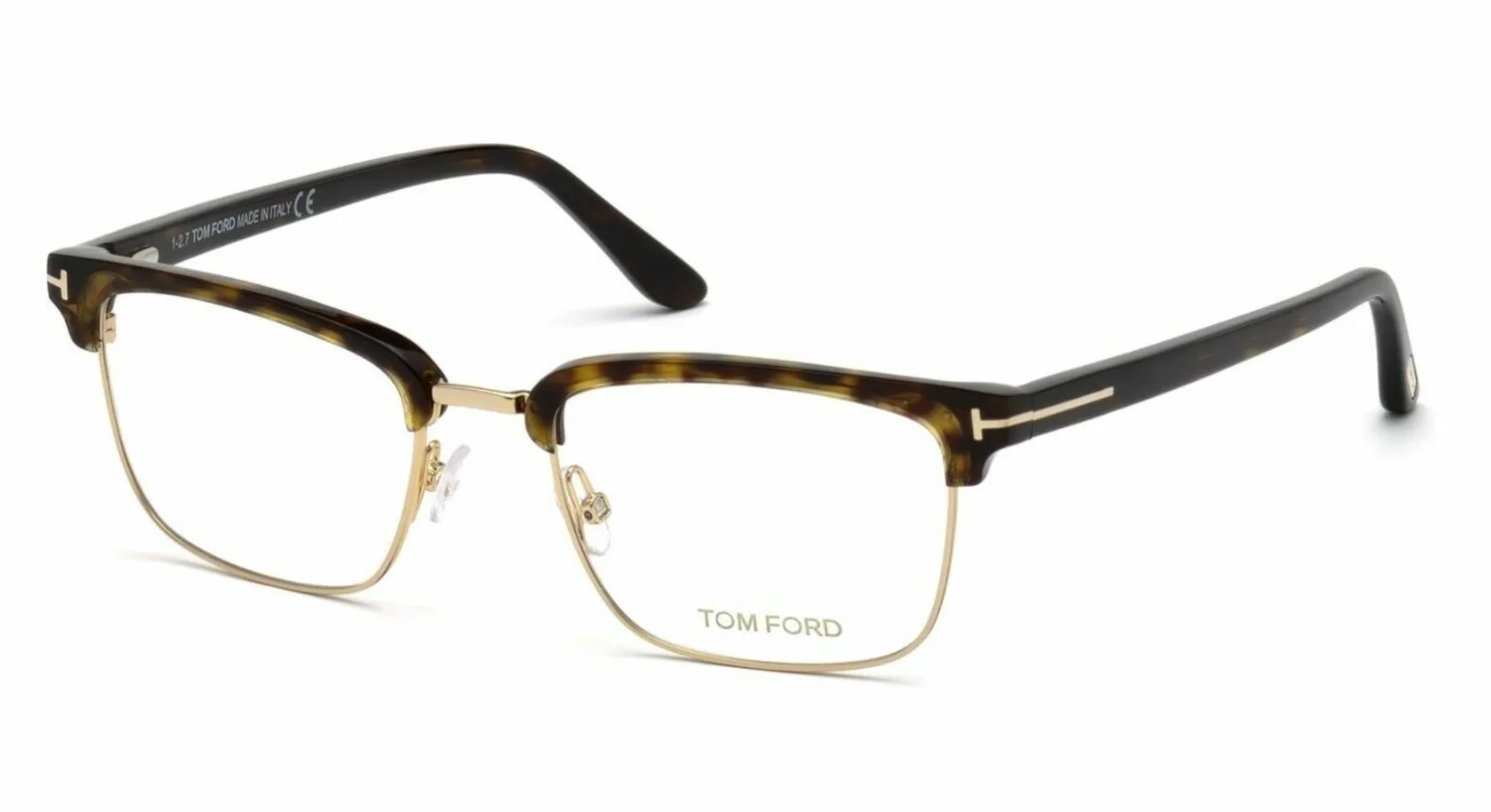 New TOM FORD Clubmaster Eyeglasses TF 5504 052 54-19 145 Tortoise & Gold Frames