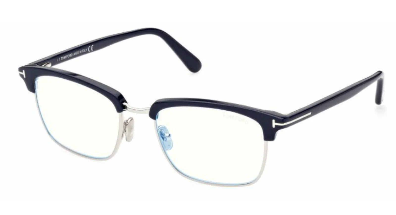 New TOM FORD Clubmaster Eyeglasses TF 5801-B 090 54-19 145 Blue & Silver Frames