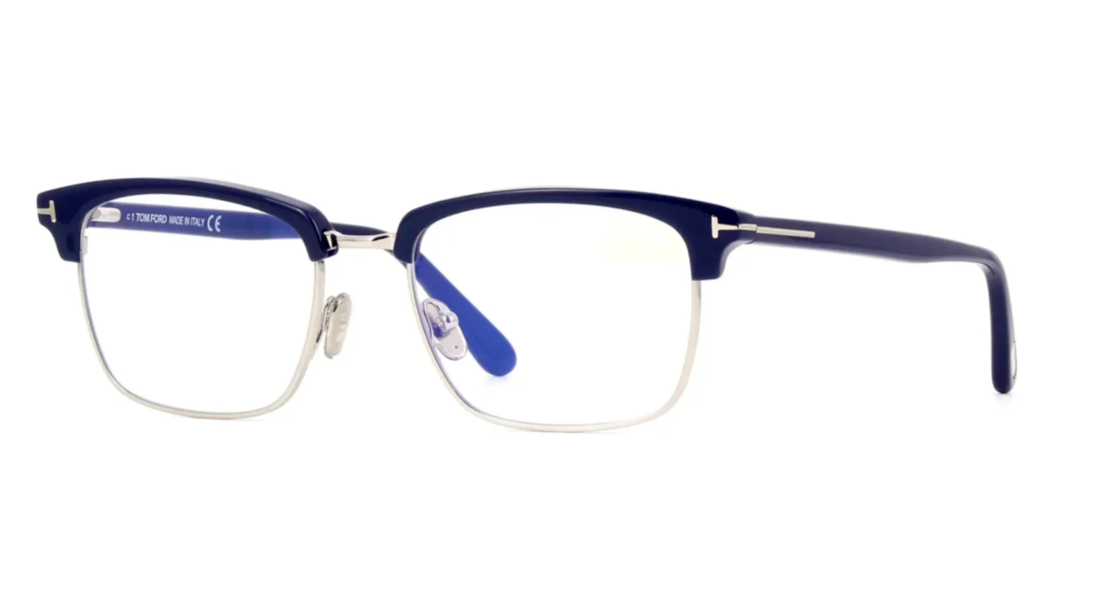 New TOM FORD Clubmaster Eyeglasses TF 5801-B 090 54-19 145 Blue & Silver Frames 3