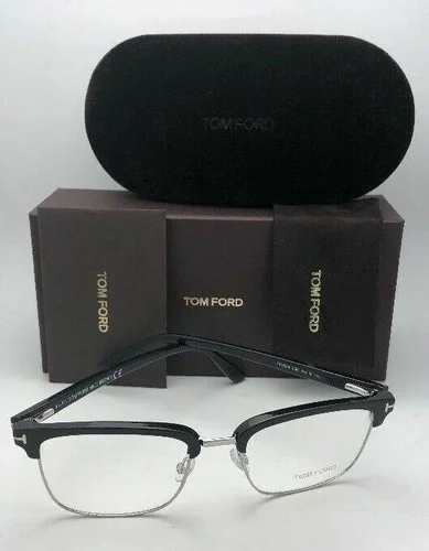 New TOM FORD Eyeglasses TF 5504 005 54-19 145 Black & Silver Clubmaster Frames 2