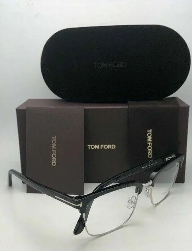 New TOM FORD Eyeglasses TF 5504 005 54-19 145 Black & Silver Clubmaster Frames 3