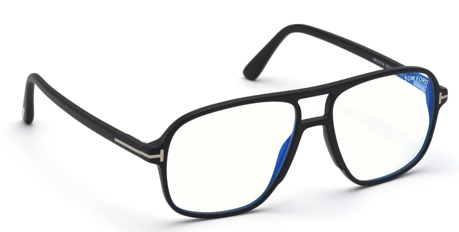 New TOM FORD Eyeglasses TF 5737-B 002 56-15 Matte Black Frames Blue Block Lenses 4