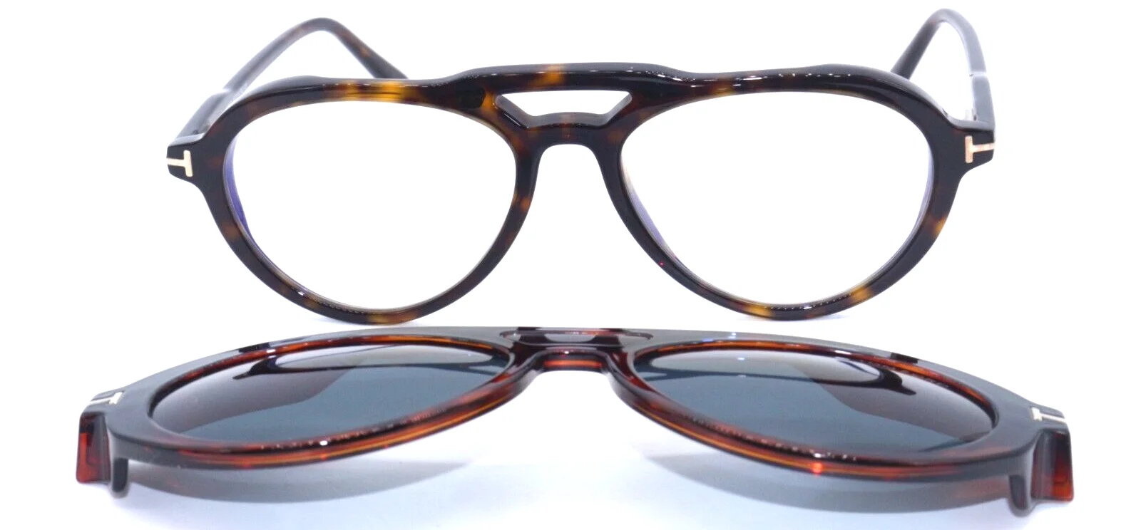 NEW TOM FORD TF 5760-B 052 HAVANA W/HAVANA CLIP ON AUTHENTIC EYEGLASSES 55-17 3