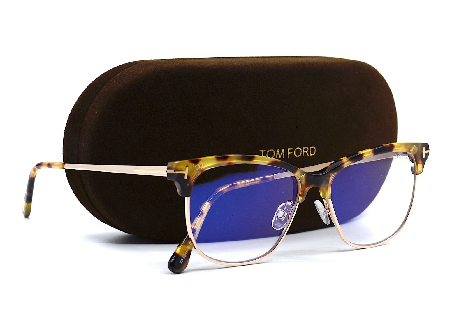 NEW TOM FORD TF5546-B HAVANA GOLD BLUE BLOCK AUTHENTIC EYEGLASSES FRAME 52-14 2