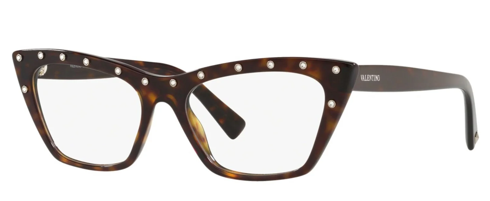 New VALENTINO VA3031 5002 54mm Havana Swarovski Crystal Eyeglasses Frames Italy