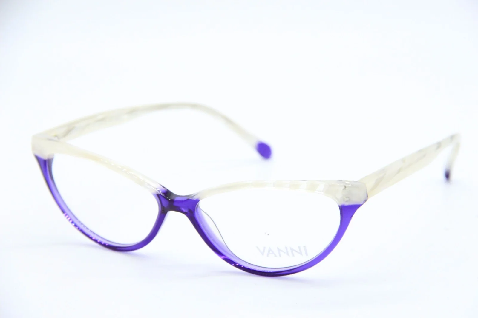NEW VANNI V3681 A250 TRANSPARENT PURPLE WHITE AUTHENTIC EYEGLASSES FRAMES 53-14