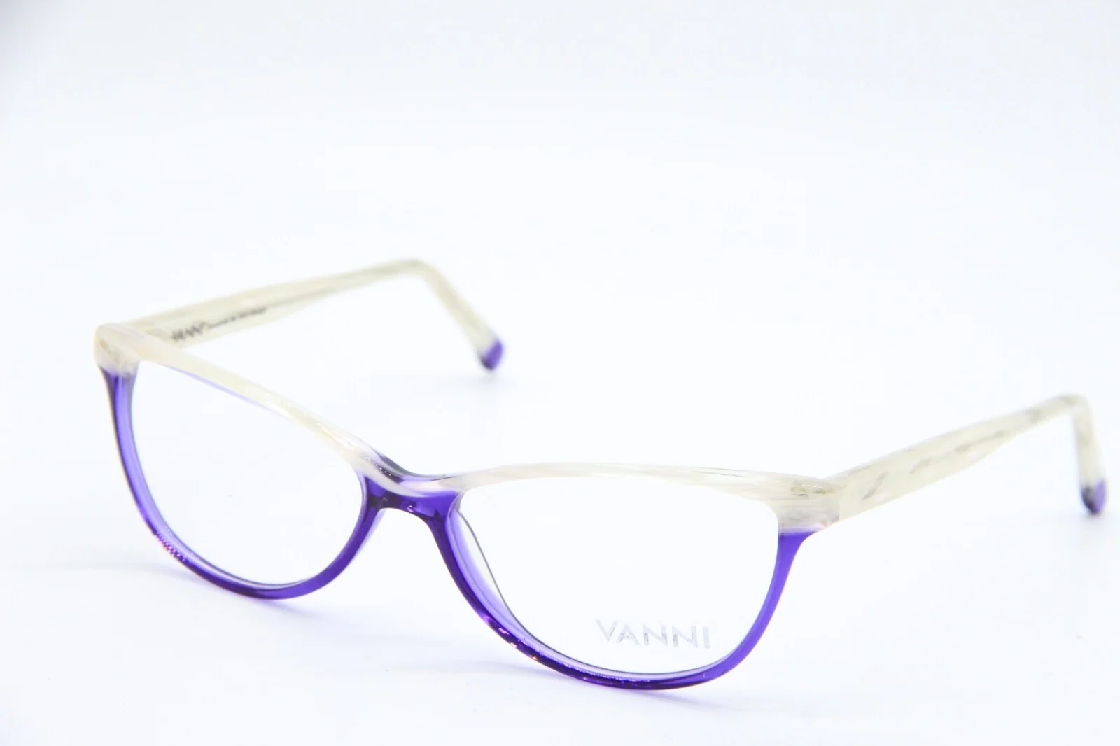 NEW VANNI V3683 A250 TRANSPARENT PURPLE WHITE AUTHENTIC EYEGLASSES FRAMES 54-15