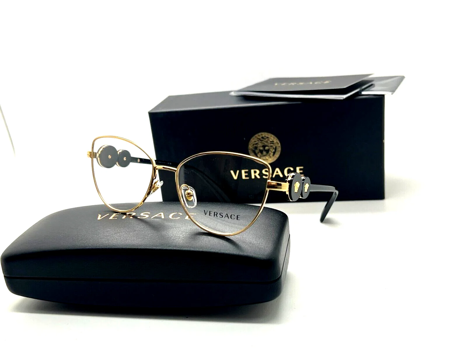 NEW Versace Eyeglasses MOD. 1284 1002 GOLD/BLACK FRAME 53-16-145MM NIB ITALY
