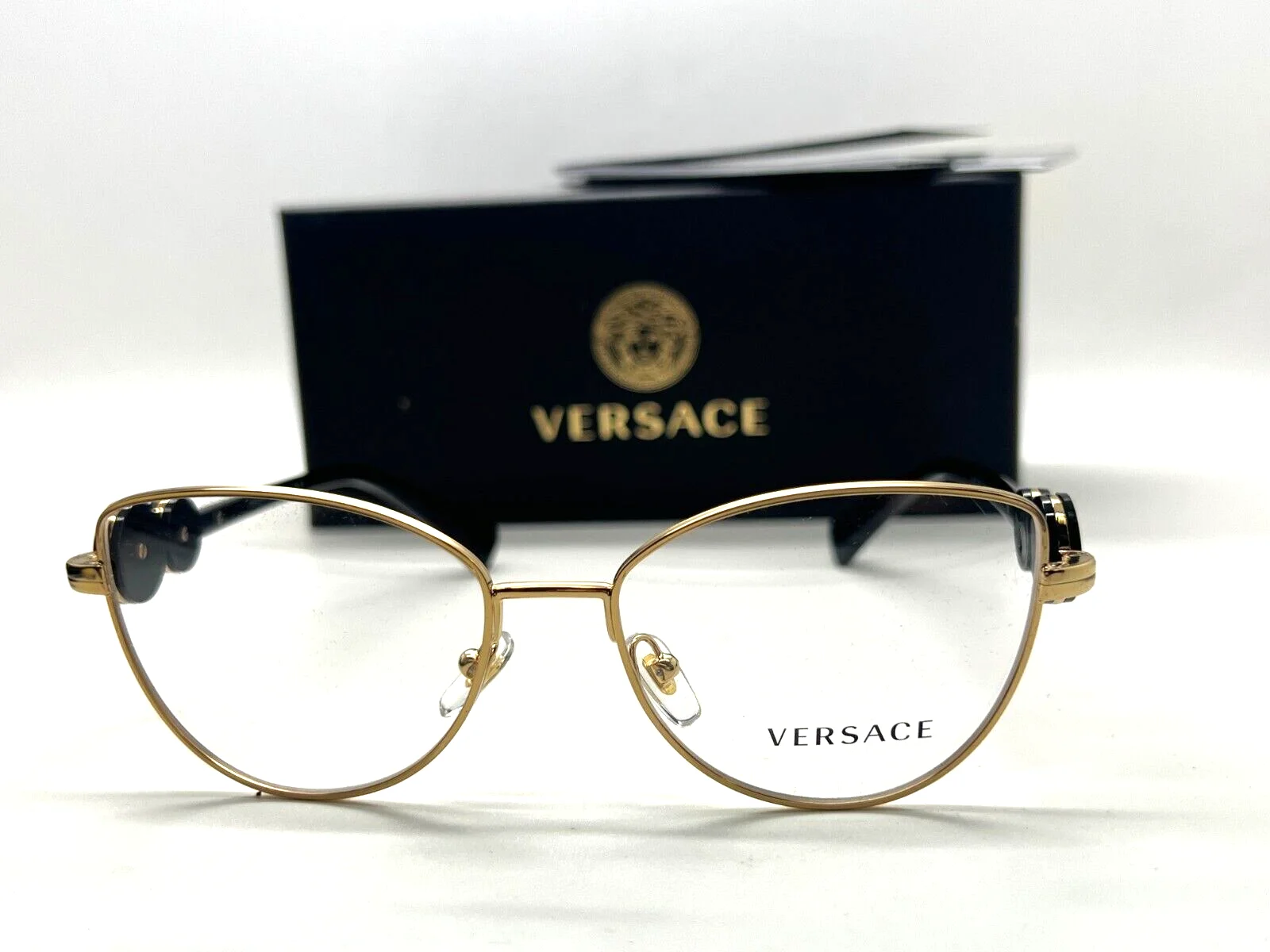 NEW Versace Eyeglasses MOD. 1284 1002 GOLD/BLACK FRAME 53-16-145MM NIB ITALY 2