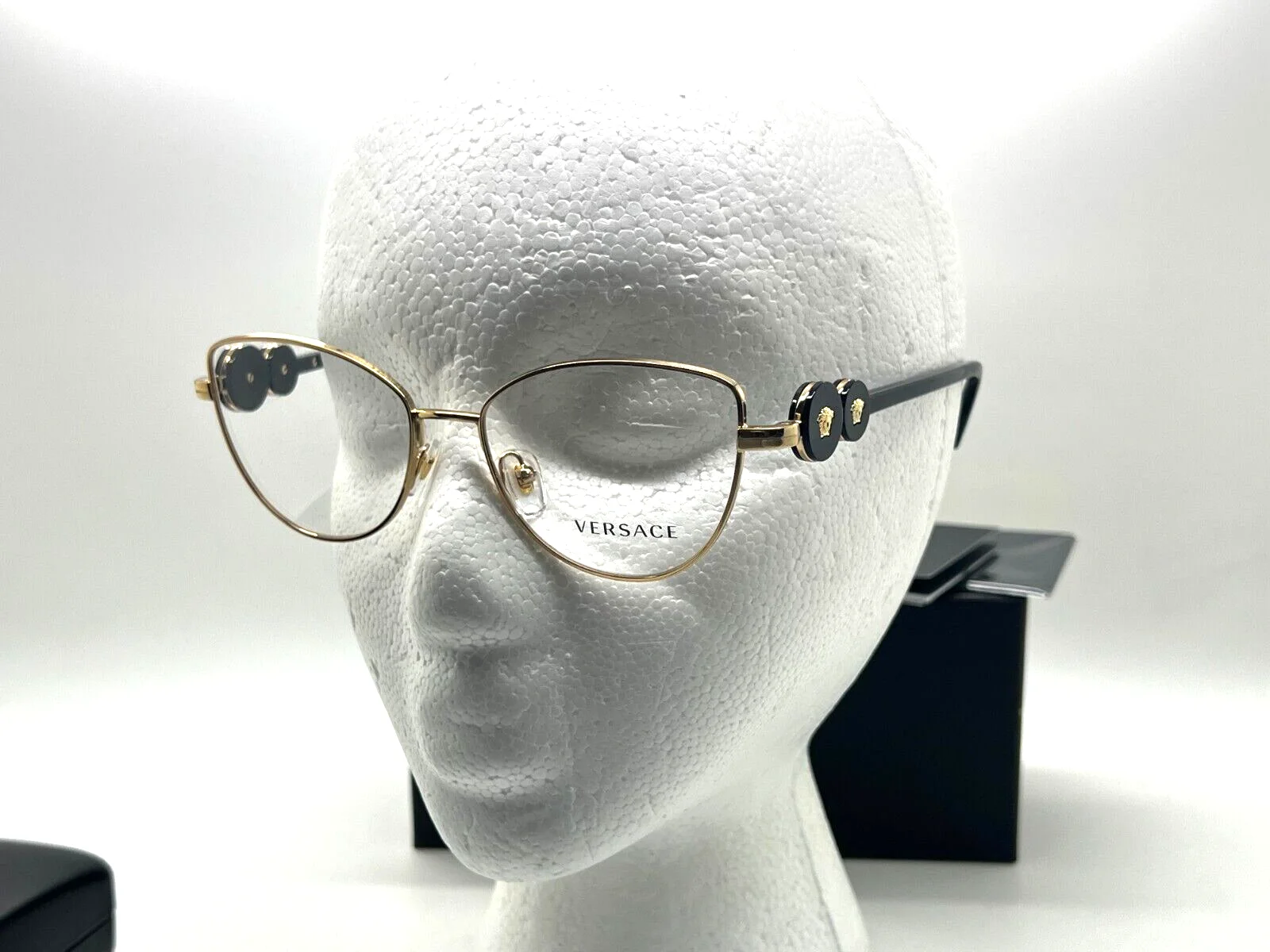 NEW Versace Eyeglasses MOD. 1284 1002 GOLD/BLACK FRAME 53-16-145MM NIB ITALY 4