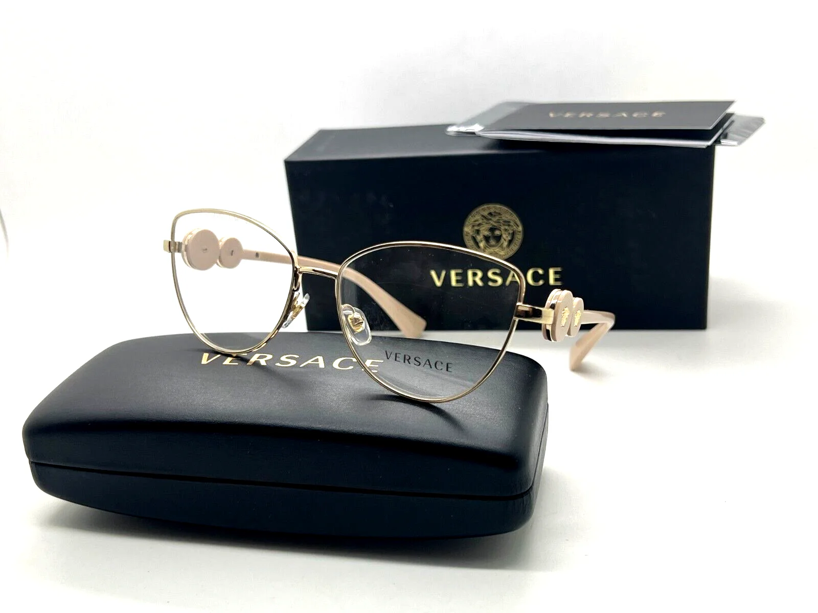 NEW Versace Eyeglasses MOD. 1284 1490 LIGHT GOLD FRAME 55-16-145MM NIB ITALY