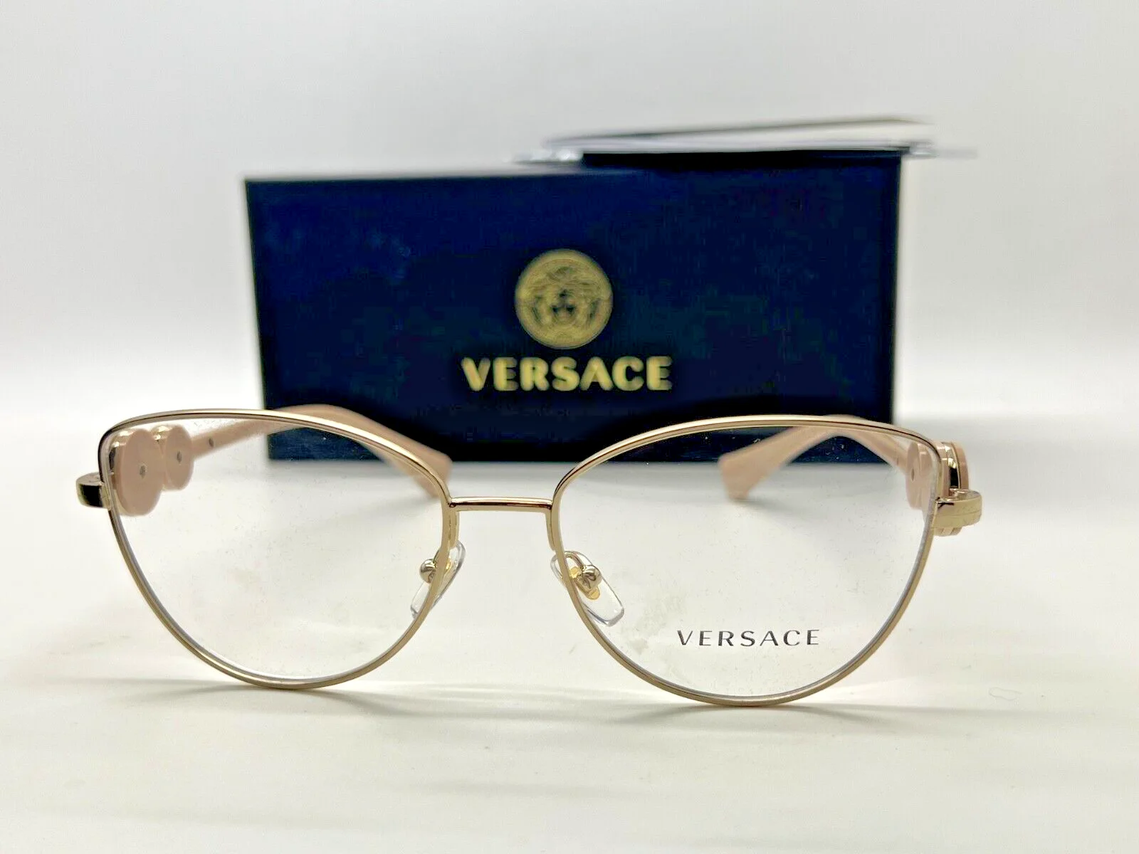 NEW Versace Eyeglasses MOD. 1284 1490 LIGHT GOLD FRAME 55-16-145MM NIB ITALY 2