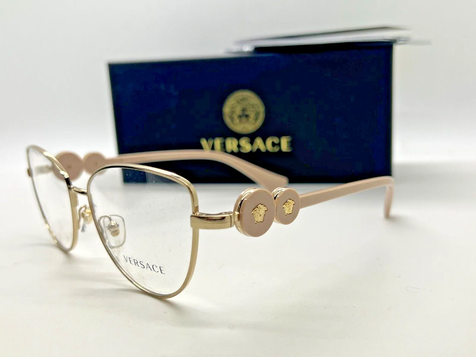 NEW Versace Eyeglasses MOD. 1284 1490 LIGHT GOLD FRAME 55-16-145MM NIB ITALY 3