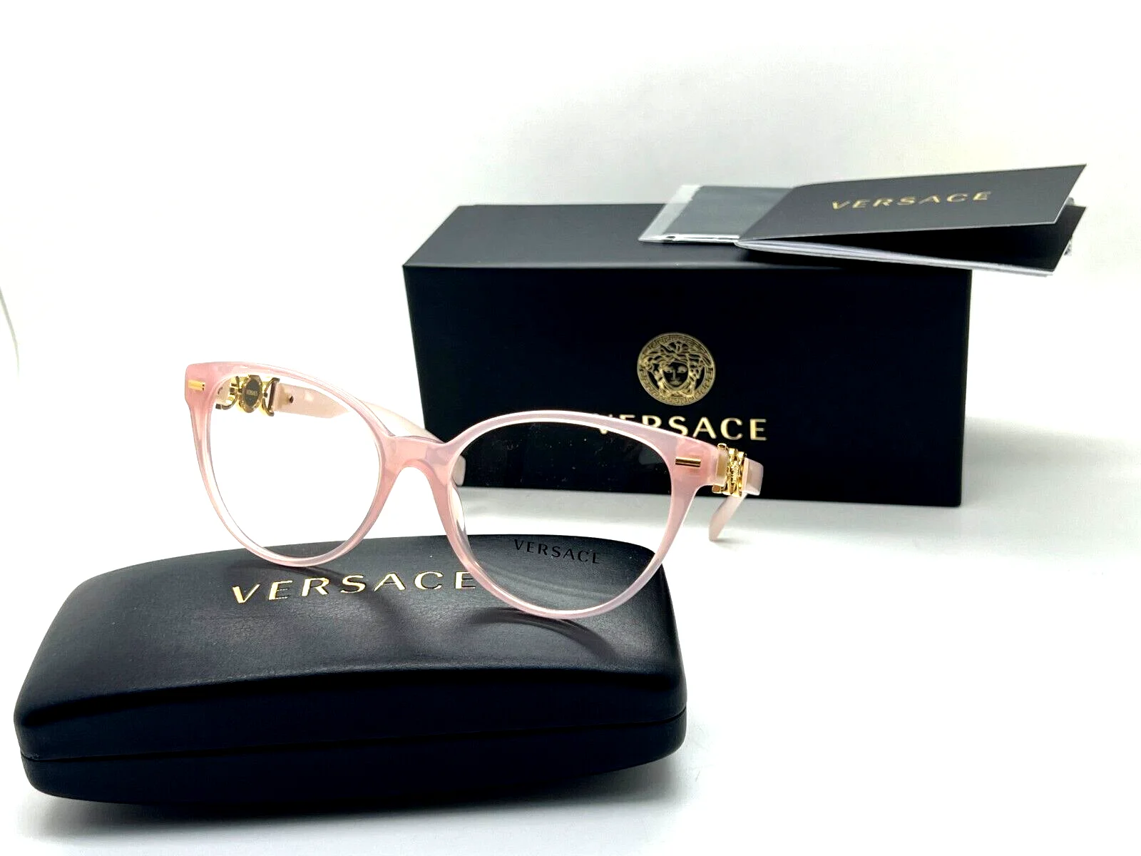 NEW Versace Eyeglasses MOD. 3334 5402 OPAL PINK FRAME 55-17-140MM NIB ITALY