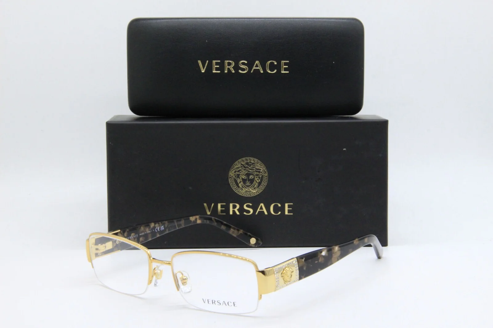 NEW VERSACE MOD. 1175-B 1002 GOLD BROWN AUTHENTIC EYEGLASSES W/CASE 53-17