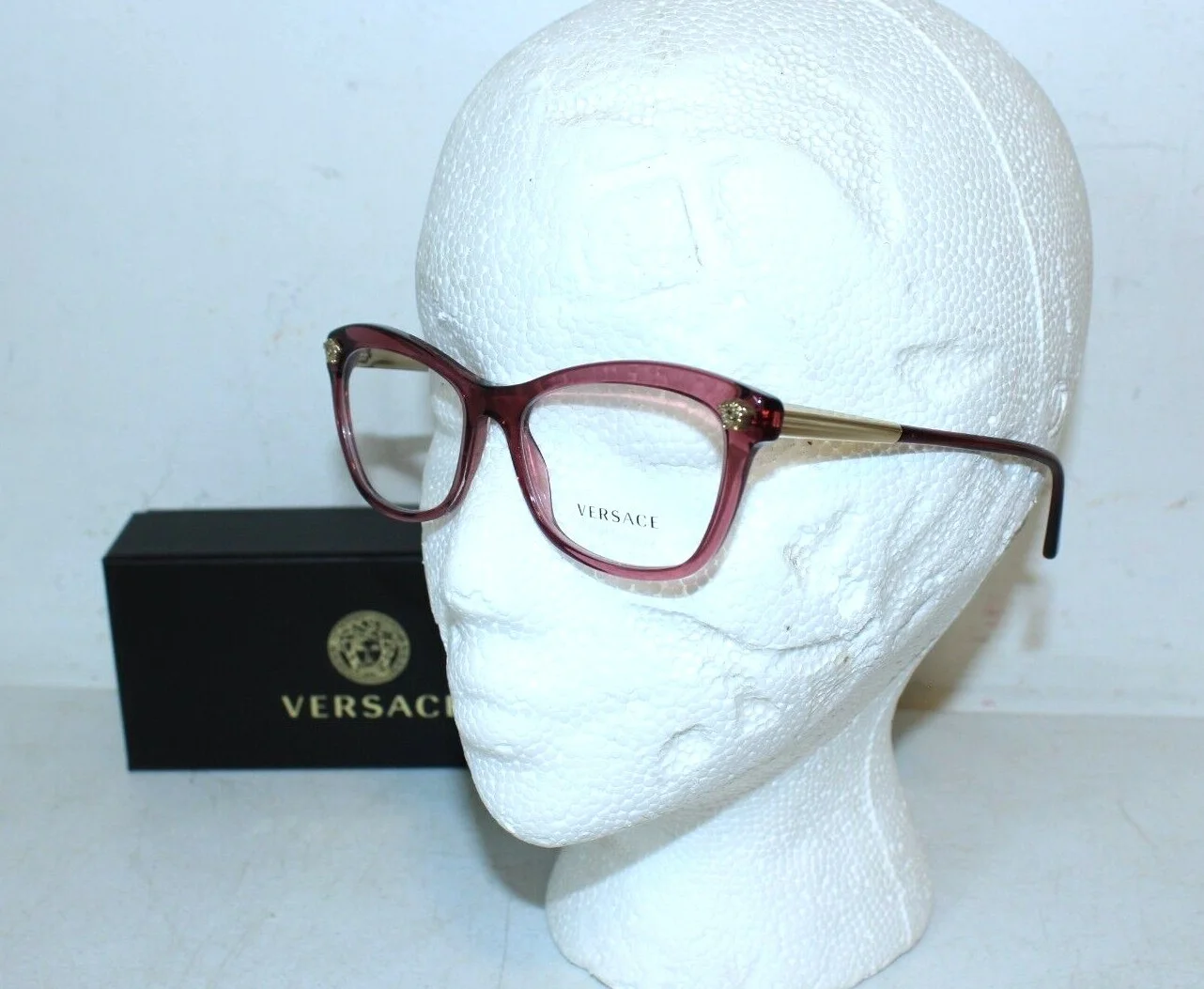 New VERSACE Transparent Violet Purple w/Gold EYEGLASSES Frames VE 3224 5209 54mm 3