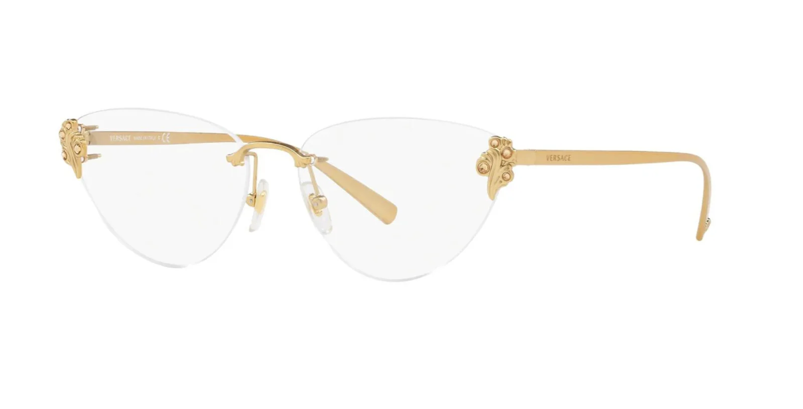 New VERSACE VE 1254-B 1252 54mm Gold Rimless Eyeglasses Frames Italy