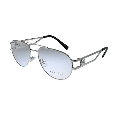 New Versace VE 1269 1000 Silver Metal Aviator Eyeglasses 55mm
