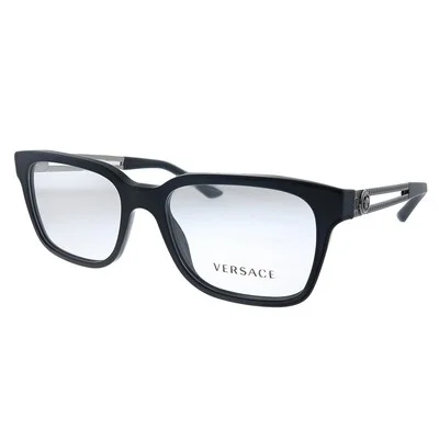 New Versace VE 3218 5122_5 Matte Black Plastic & Metal Square Eyeglasses 53mm