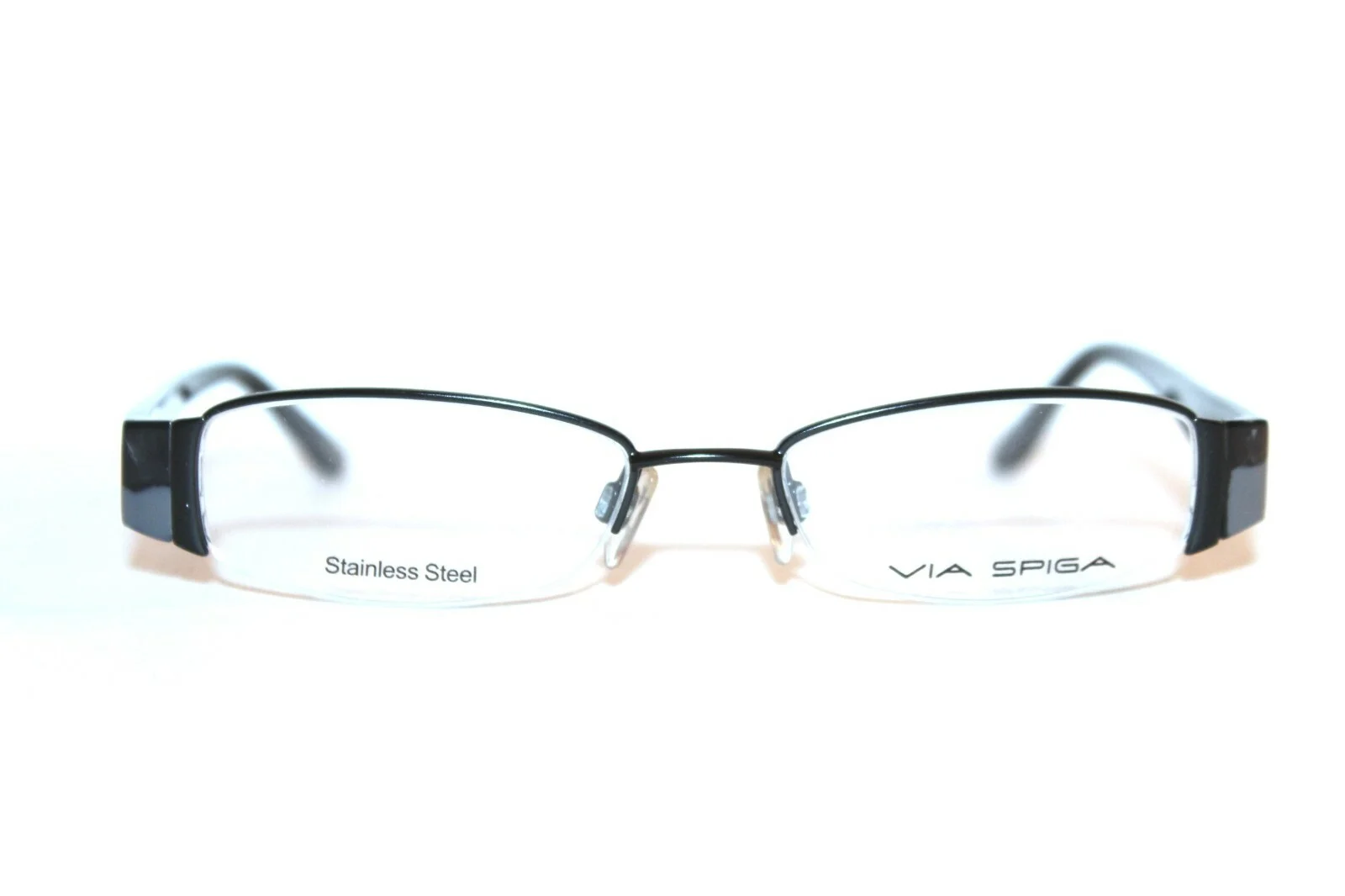 NEW VIA SPIGA SARONNO 500 BLACK GRAY SEMI RIMLESS EYEGLASSES RX FRAMES 49-17-140 2